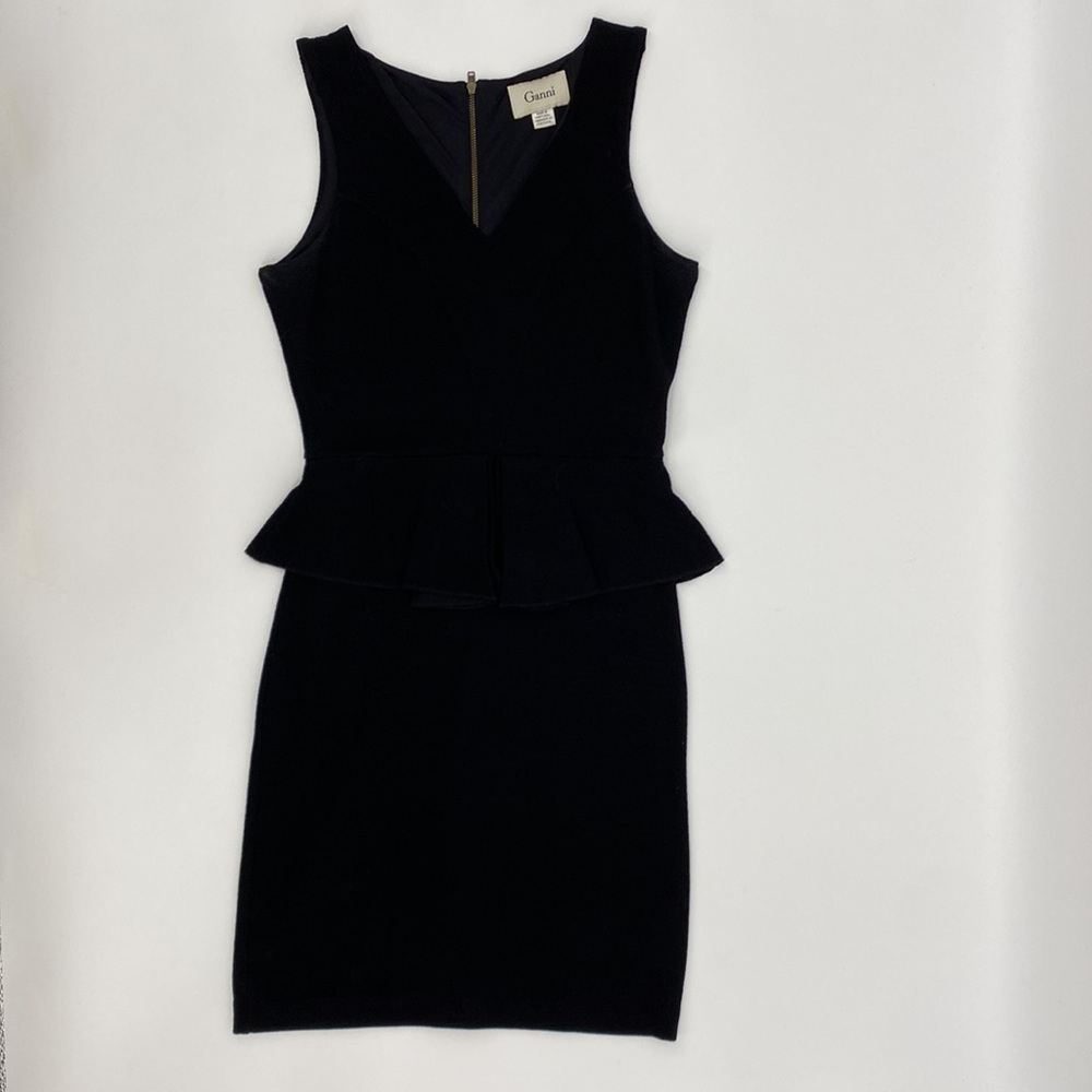 GANNI Black Peplum Dress